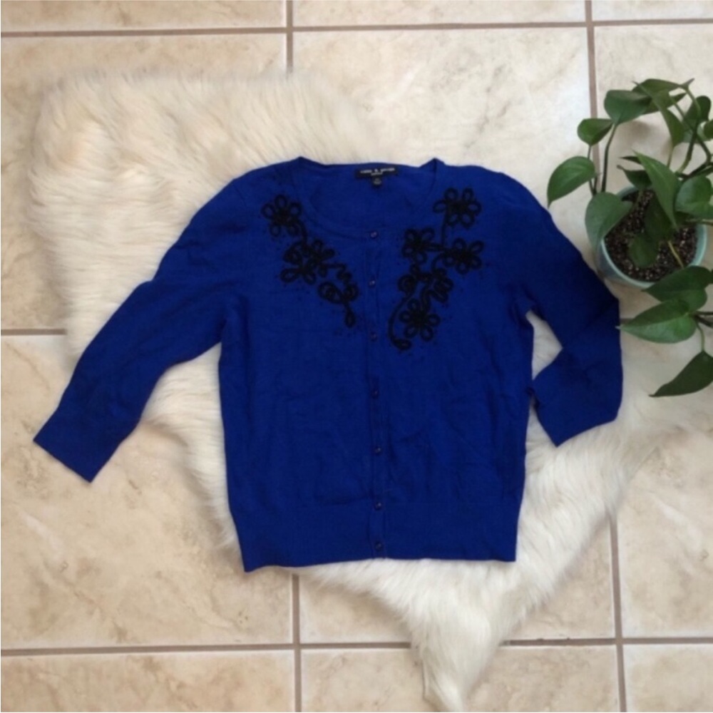 Cable & Gauge Lace Embroidered Cardigan